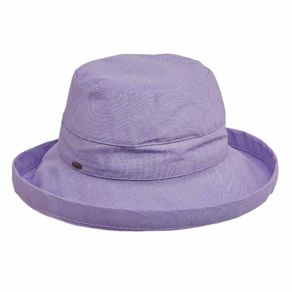 Cotton Up Turned Brim Golf Hat - Scala Hats for Women Kettle Brim Hat Scala Hats LC484-LAVENDER Lavender M/L (57 - 58 cm) 