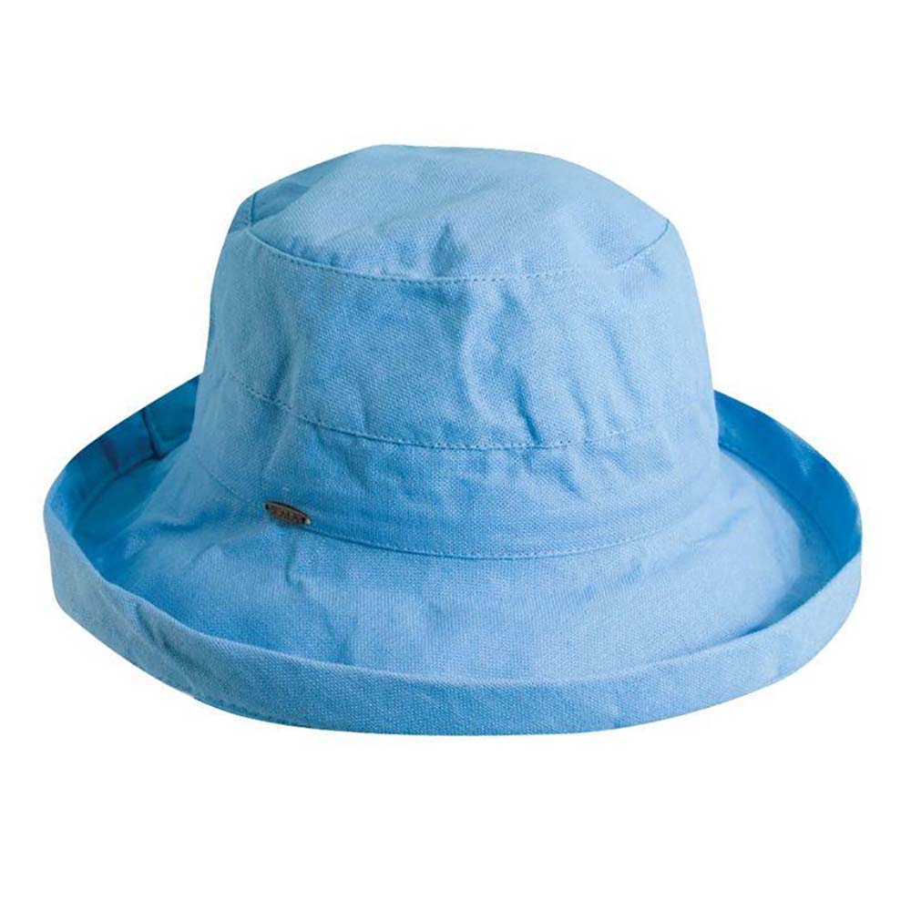 Cotton Up Turned Brim Golf Hat - Scala Hats for Women Kettle Brim Hat Scala Hats LC484-MBLUE Blue M/L (57 - 58 cm) 