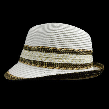 Fedora White with Southwest Motif Fedora Hat Boardwalk Style Hats    