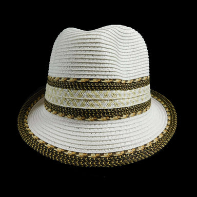 Fedora White with Southwest Motif Fedora Hat Boardwalk Style Hats    