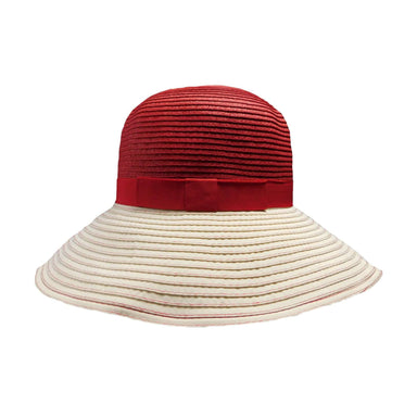Big Brim Shapeable Straw and Ribbon Hat Wide Brim Hat Jeanne Simmons WSPR504RD Red  