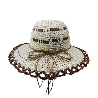 Crocheted Straw Floppy Hat Wide Brim Sun Hat Jeanne Simmons    