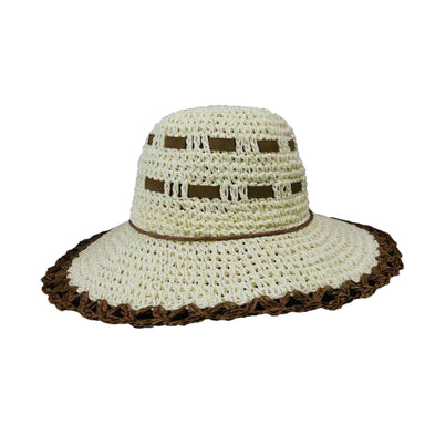 Crocheted Straw Floppy Hat Wide Brim Sun Hat Jeanne Simmons    