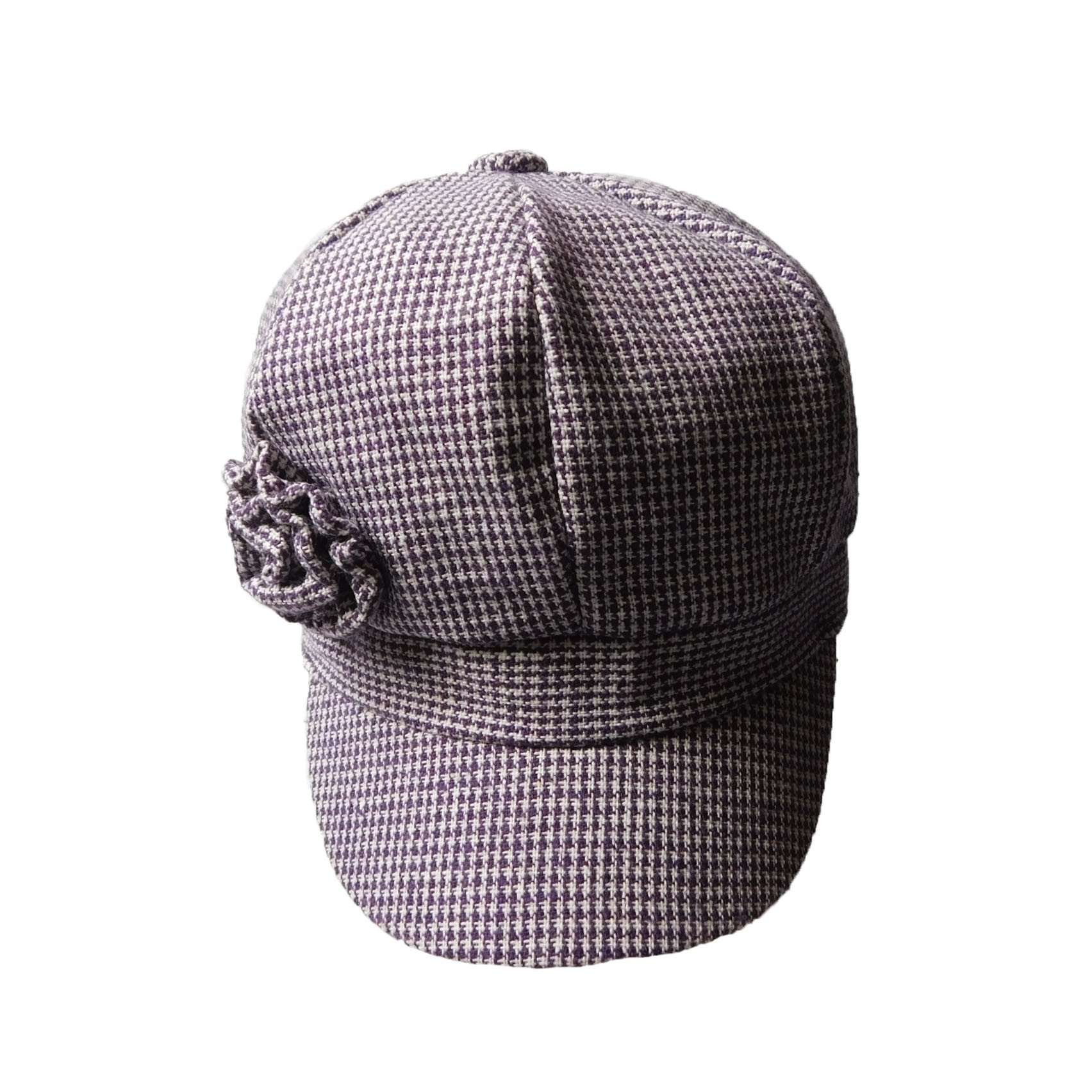 Girl's Newsboy Cap with Flower - Scala Collection Cap Scala Hats WK003PP Purple  