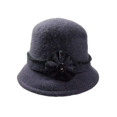 Boiled Wool Bucket Hat with Flower and Rhinestone Button Bucket Hat Jeanne Simmons    