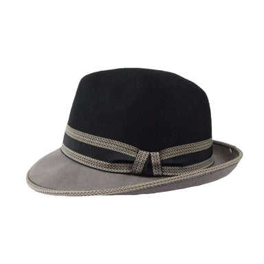 Two-Tone Wool Fedora Hat, Black - Jeanne Simmons Hats Fedora Hat Jeanne Simmons    