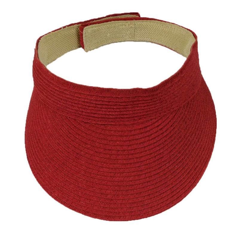 Solid Color Straw Sun Visor - Jeanne Simmons Accessories Visor Cap Jeanne Simmons js6300rd Red  