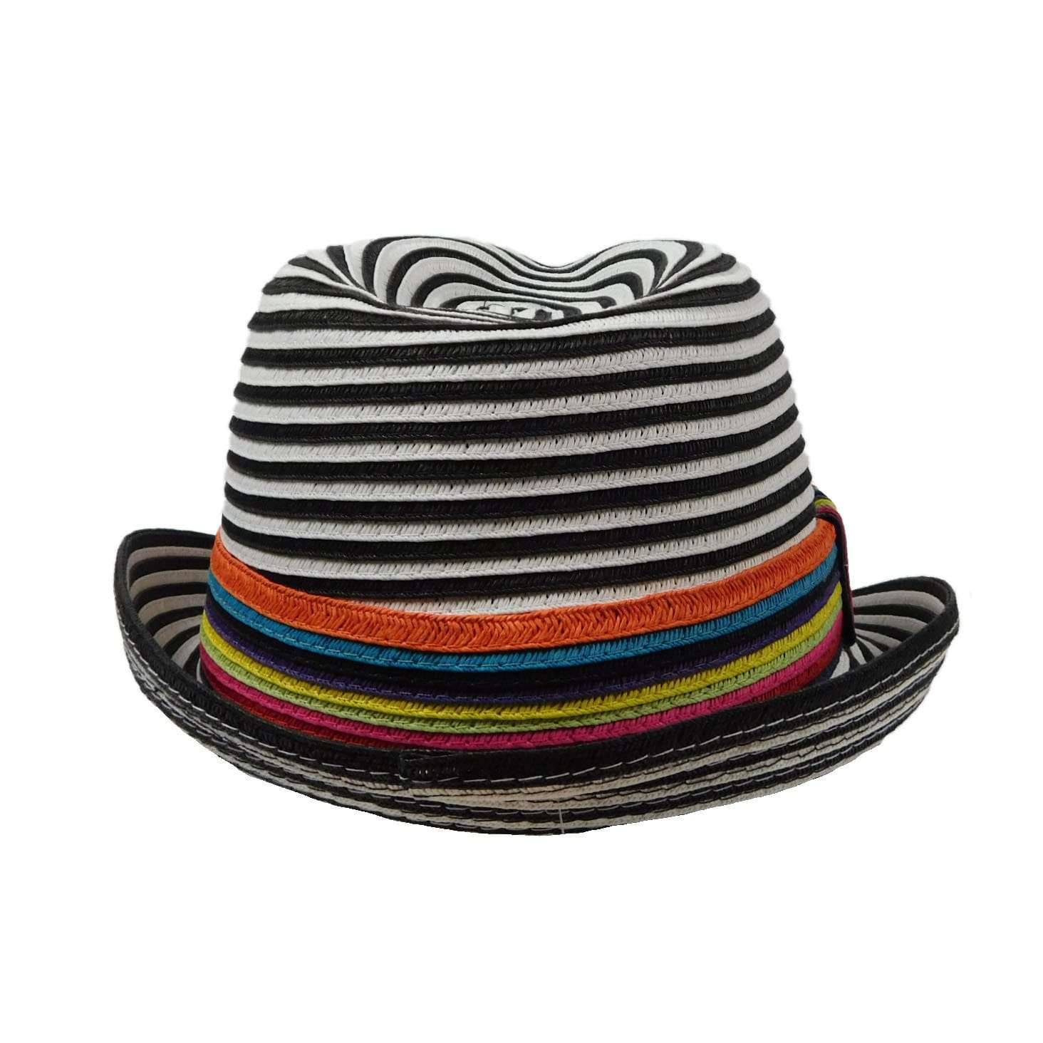 Black and White Striped Summer Fedora Hat - Jeanne Simmons Hats Fedora Hat Jeanne Simmons    