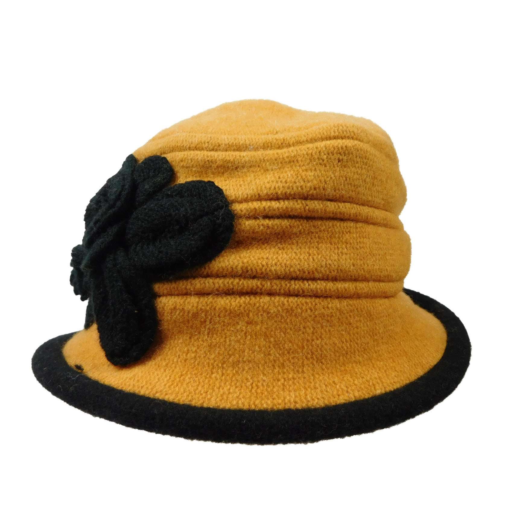 Wool Bucket Hat with Crochet Flower Beanie Jeanne Simmons    