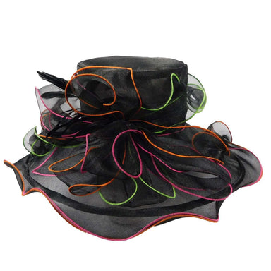 Black Organza Hat with Bright Edges - Jeanne Simmons Hats Dress Hat Jeanne Simmons js6438bk Black  