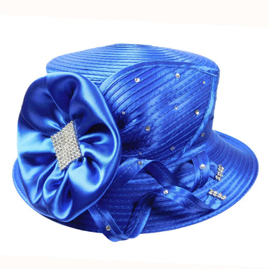Satin Braid Dress Hat with Rhinestones Dress Hat Something Special LA WWSR808FC Royal Blue  