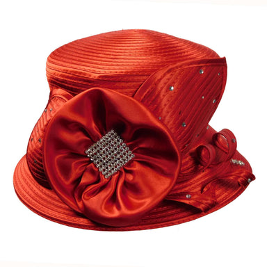 Satin Braid Dress Hat with Rhinestones Dress Hat Something Special LA WWSR808RD Red  