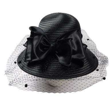 Satin Braid Dress Hat with Netting Veil Dress Hat Something Special LA    