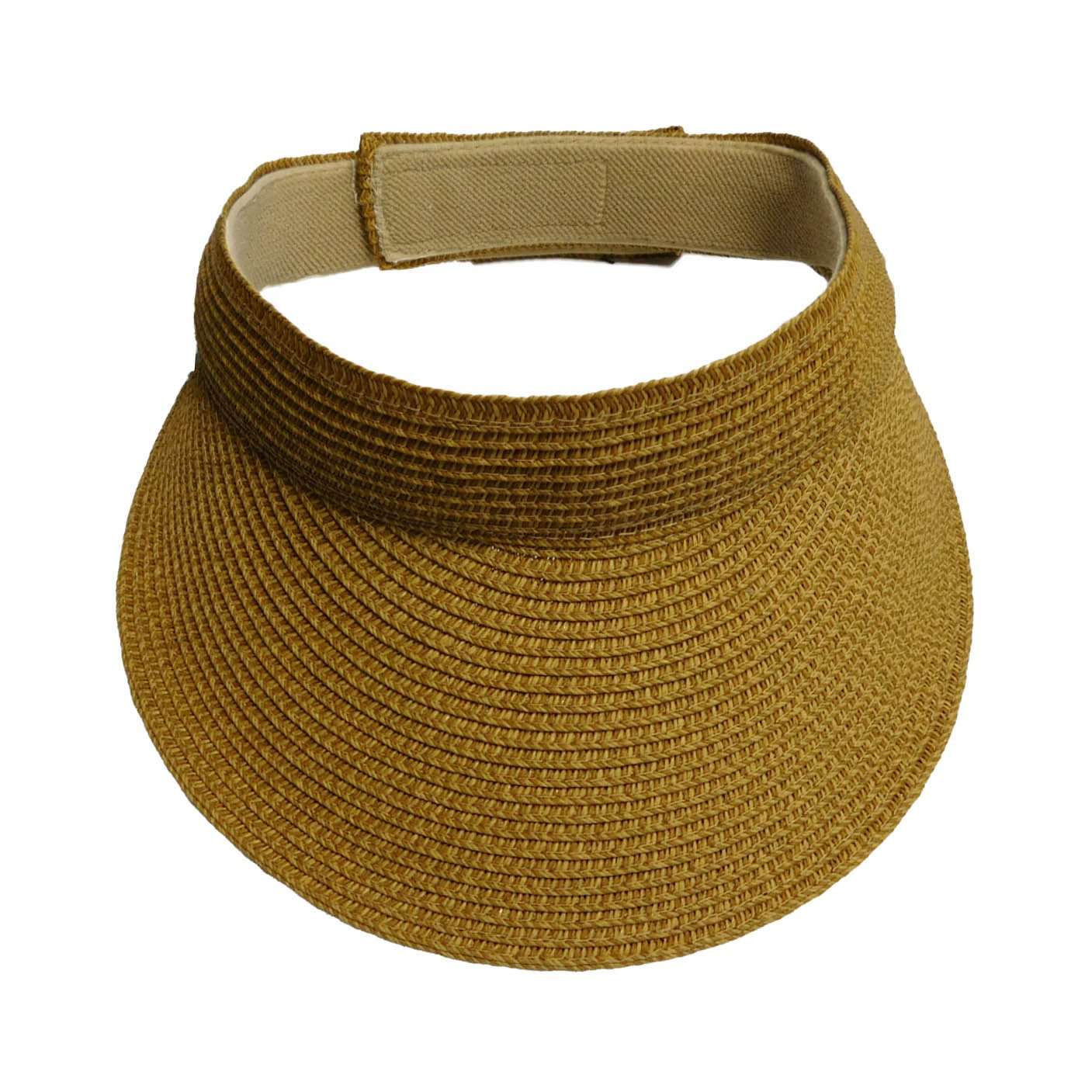 Traditional Sun Visor Tweed Straw Braid - Boardwalk Style Visor Cap Boardwalk Style Hats    