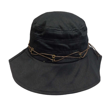 Bucket Hat with Waxed Cord Accent - Scala Hats Bucket Hat Scala Hats WSCT688BK Black  