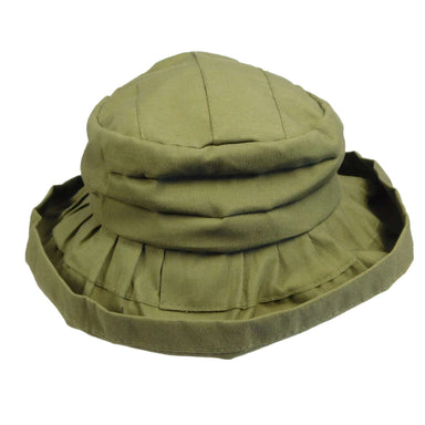 Pleated Ribbon Hat Kettle Brim Hat Jeanne Simmons WSPO721OL Olive  