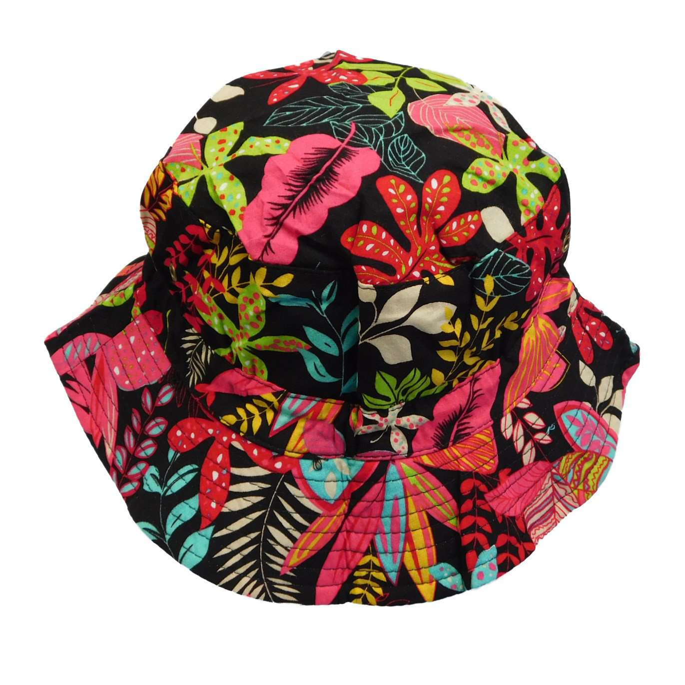 Leaf Print Cotton Bucket Hat Bucket Hat Jeanne Simmons WSCT735PK Pink  