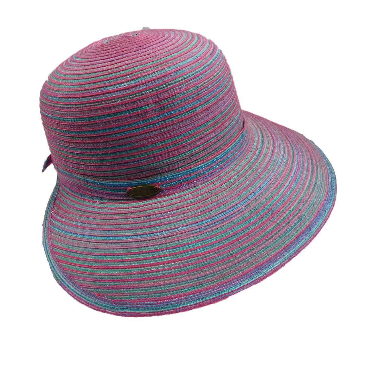 Cappelli Polybraid Facesaver Hat with Sea Shells and Pearl Band Facesaver Hat Cappelli Straworld WSPO746VI Violet  