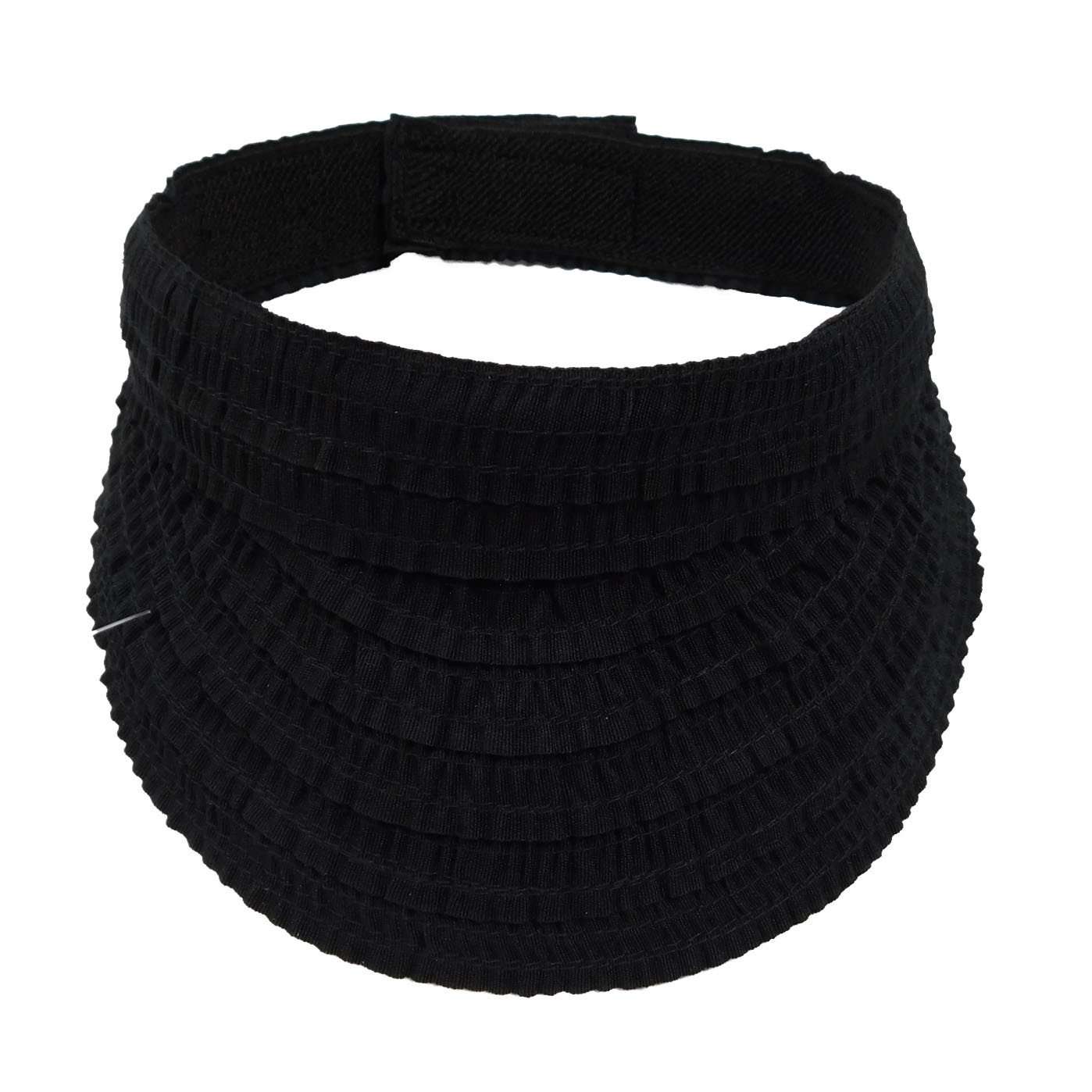 Scrunched Ribbon Sunvisor Visor Cap Boardwalk Style Hats da544bk Black  