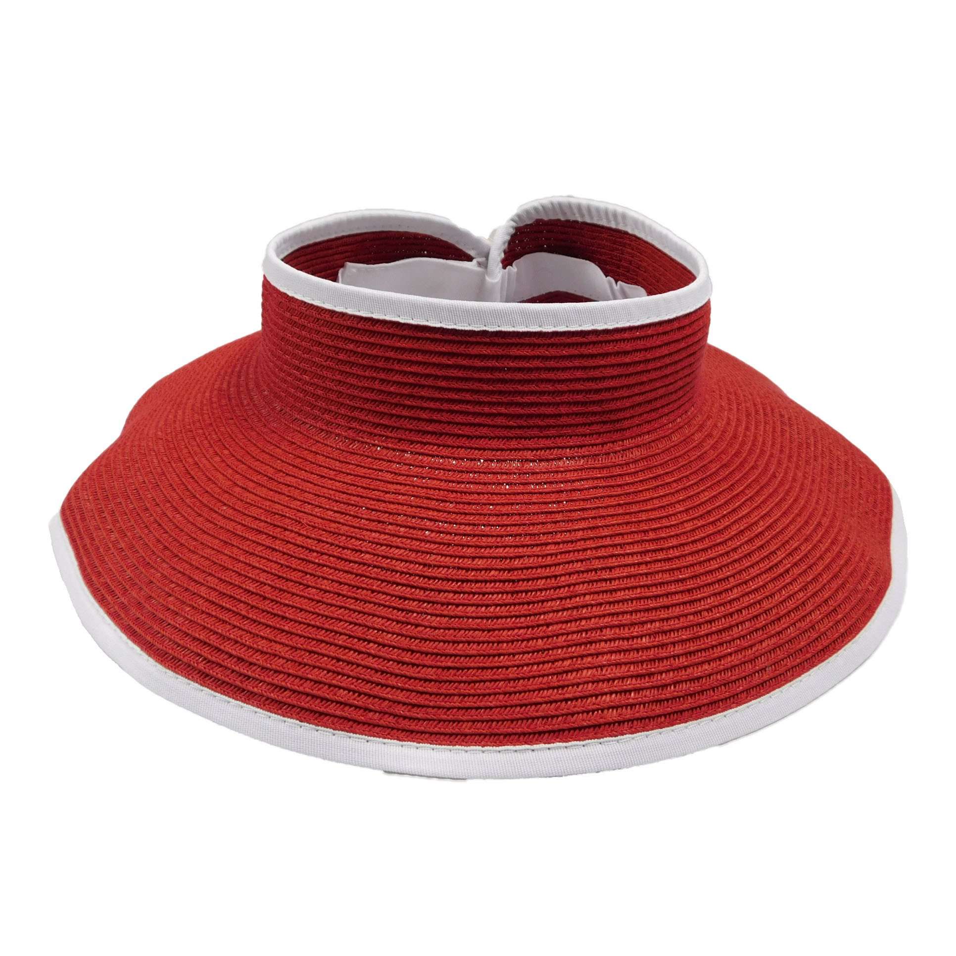 Wrap Around Sun Visor Hat with Contrast Trim by Boardwalk Visor Cap Boardwalk Style Hats da148-1rd Red  
