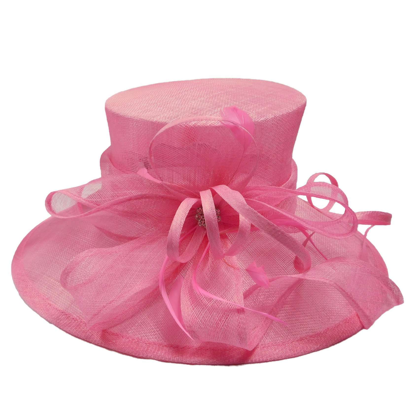 Large Sinamay Dress Hat with Bow Dress Hat Something Special LA WSSY772PK Pink  