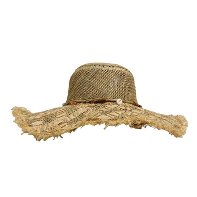 Seagrass/Raffia Fringe Edge Sun Hat Floppy Hat Jeanne Simmons    