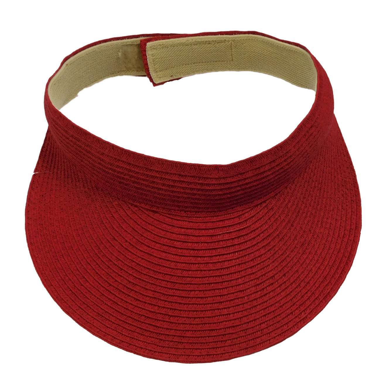 Traditional Solid Color Sun Visor - 8 Beautiful Colors Visor Cap Boardwalk Style Hats da233rd Red  