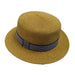 Straw Boater Hat with Striped Band Gambler Hat Boardwalk Style Hats    