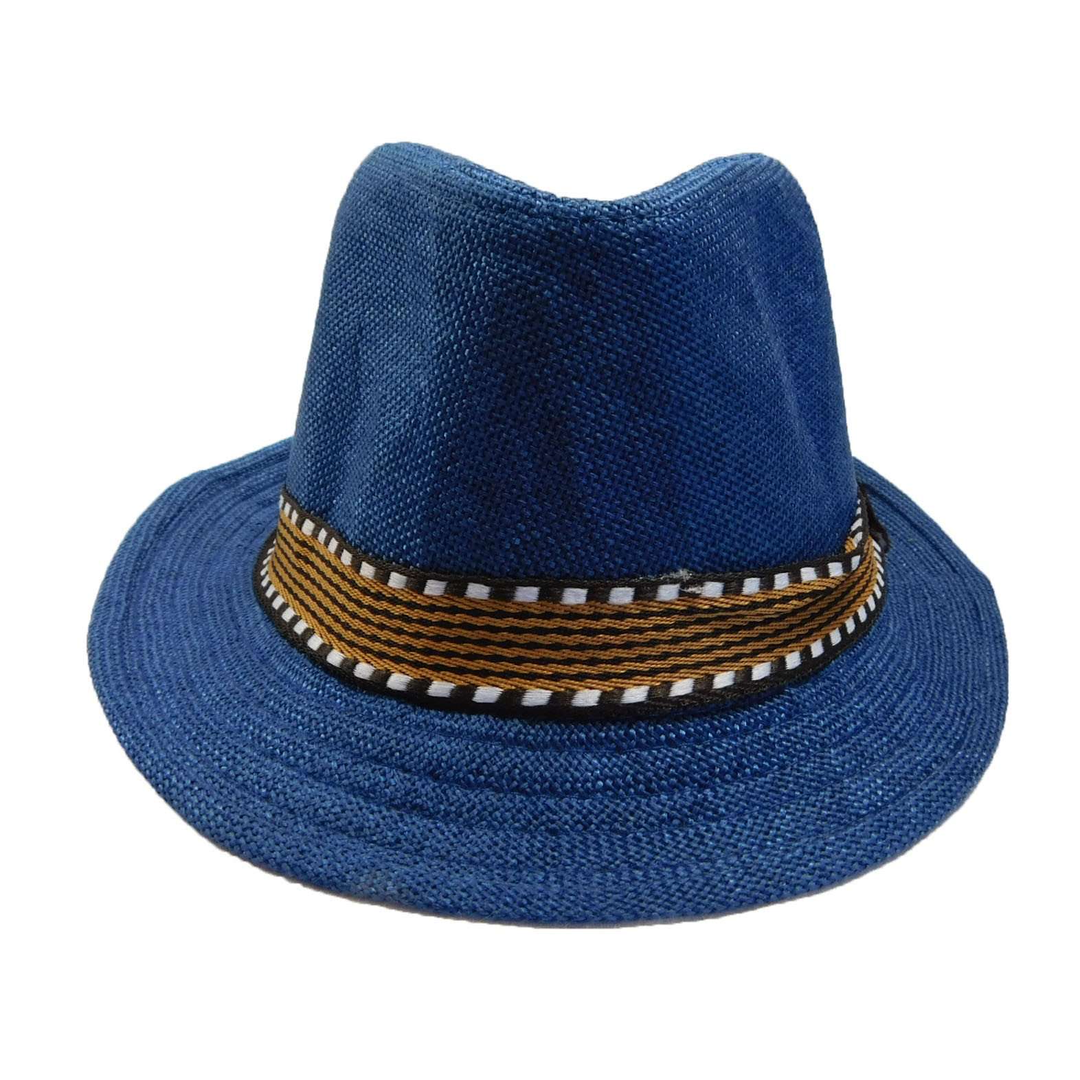 Kid's Fedora Hat with Pattern Band - Blue Fedora Hat Boardwalk Style Hats    