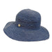 Ribbon Sun Hat with Flower Button - Boardwalk Style Wide Brim Hat Boardwalk Style Hats    