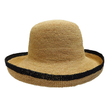 Hand Crocheted Turned Up Brim Hat - Natural Kettle Brim Hat Boardwalk Style Hats da738NT Natural Medium (57 cm) 