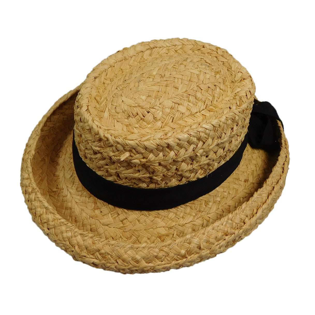 Curled Brim Raffia Hat, Petite - Scala Hats Kettle Brim Hat Scala Hats    