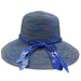 Big Brim Cloche with Rainbow Stitching Wide Brim Hat Jeanne Simmons WSjs8009BL Blue  