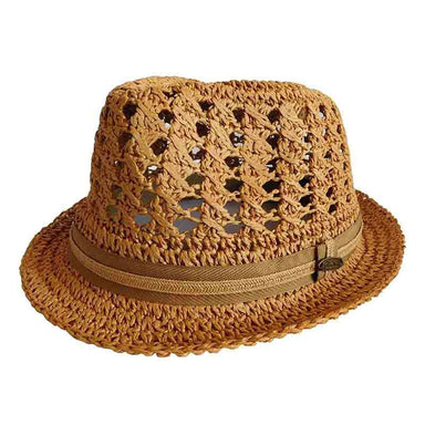 Crocheted Toyo Fedora Hat - Panama Jack - XXL Fedora Hat Panama Jack Hats fnd116TE2X Tea 2XL (63 cm) 