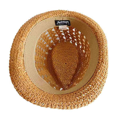 Crocheted Toyo Fedora Hat - Panama Jack - XXL Fedora Hat Panama Jack Hats    