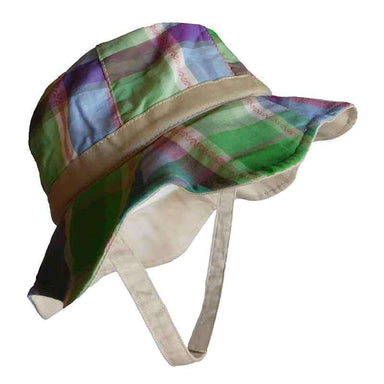 Plaid Cotton Sun Hat for Girls - Scala Hats for Kids Cloche Scala Hats c470GN Green  