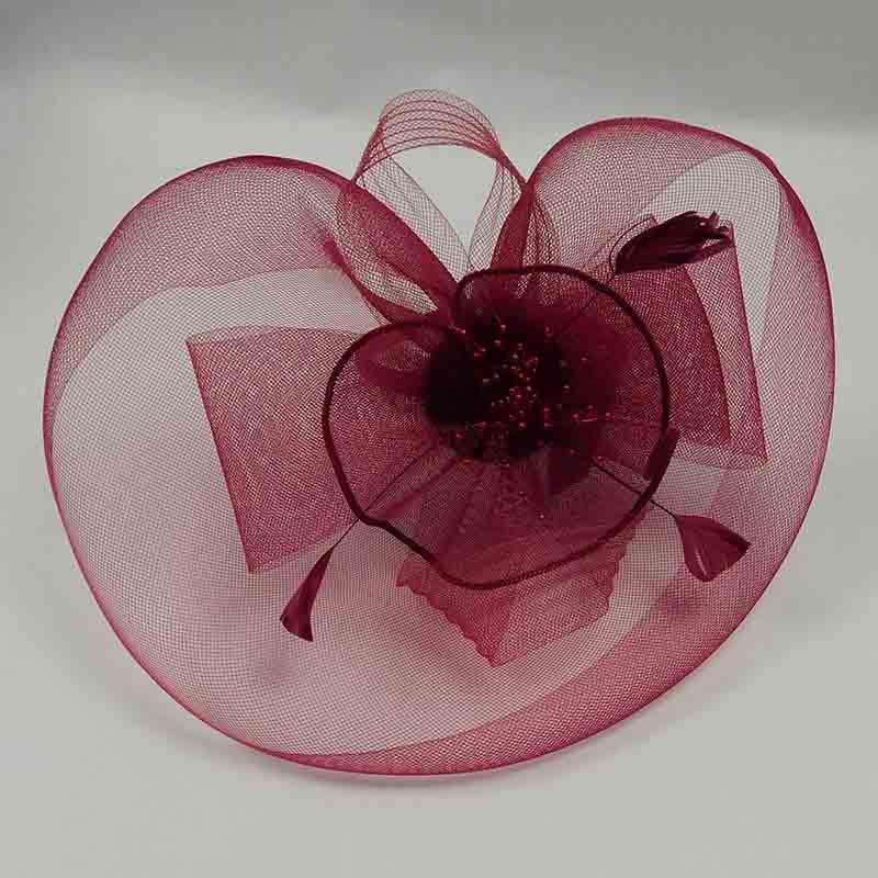 Pleated Mesh and Petite Beads Fascinator Fascinator Something Special Hat lb7717bd Burgundy  