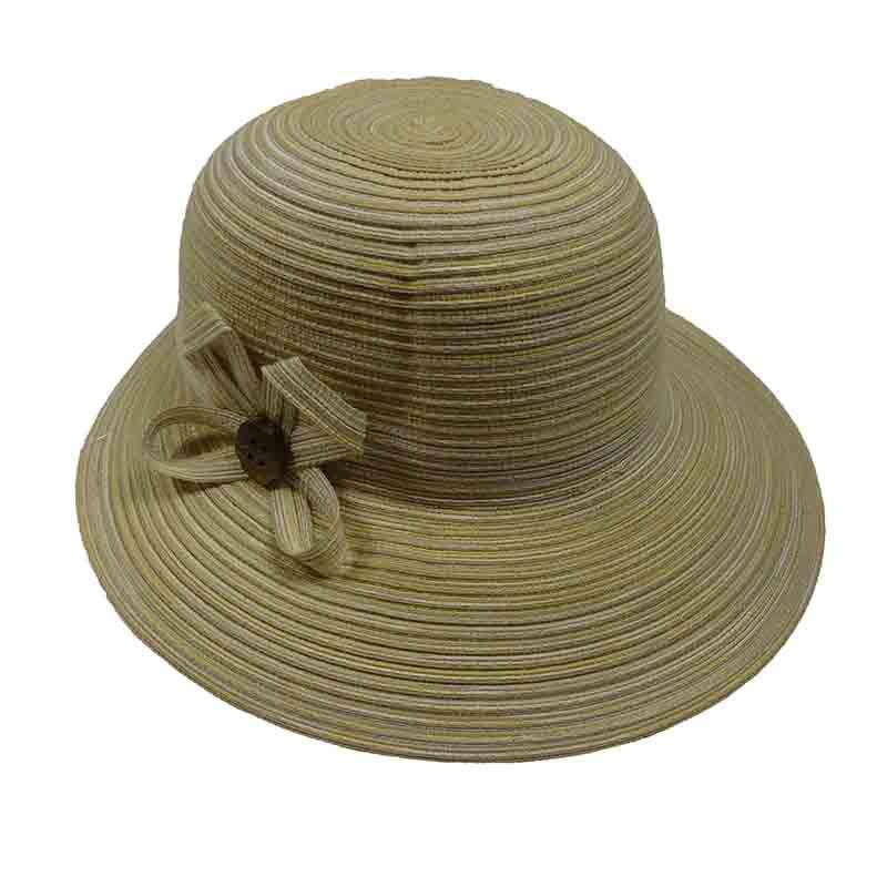 Polybraid Bonnet Cap with Button Accent - Jeanne Simmons Hats Facesaver Hat Jeanne Simmons js8495NT Natural Medium (57 cm) 