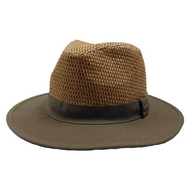 Straw Crown Cotton Brim Safari Hat - Panama Jack Safari Hat Panama Jack Hats pj161olm Olive M (22 4/9") 