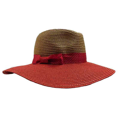 Red Polka Dot Ribbon Bow Safari Hat - Jones New York Safari Hat MAGID Hats JNY159RD Red  