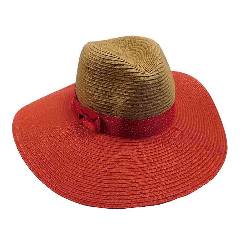 Red Polka Dot Ribbon Bow Safari Hat - Jones New York Safari Hat MAGID Hats    