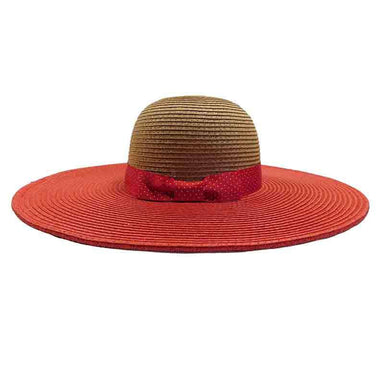 Red Polka Dot Ribbon Bow Summer Floppy Hat - Jones New York Floppy Hat MAGID Hats JNY158RD Red  