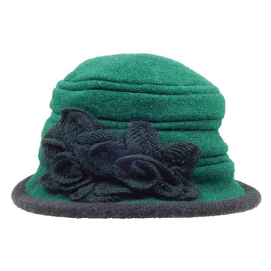 Wool Bucket Hat with Crochet Flower Beanie Jeanne Simmons js7140kg Green  
