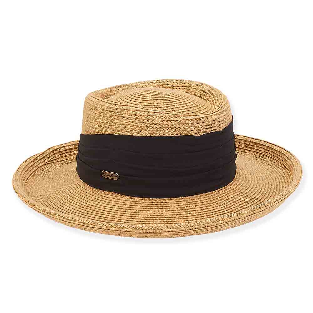 Flat Crown Up Brim Sun Hat - Sun 'N' Sand Hat Bolero Hat Sun N Sand Hats HH2703A Tan M/L (58 cm) 