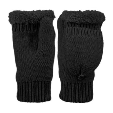 Junior Fingerless Mittens with Cover and Sherpa Lining Gloves Epoch Hats gl2031bk Black  