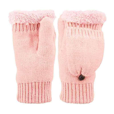Junior Fingerless Mittens with Cover and Sherpa Lining Gloves Epoch Hats gl2031hp Pink  