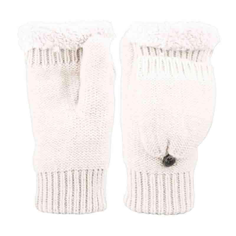 Junior Fingerless Mittens with Cover and Sherpa Lining Gloves Epoch Hats gl2031rd Winter White  