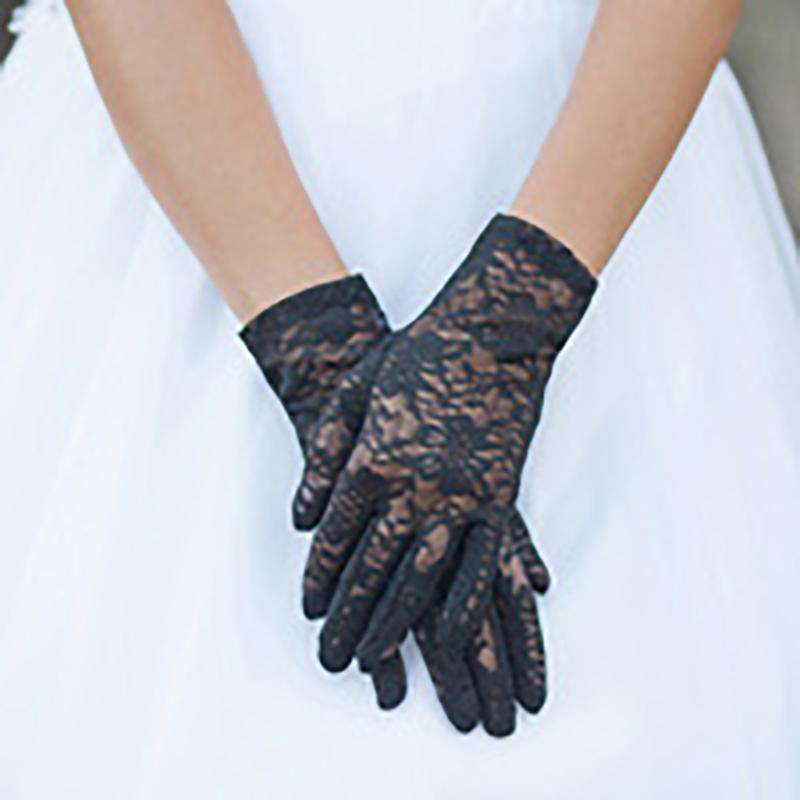 Flower Pattern Lace Gloves Gloves Something Special LA GLV960bk Black  