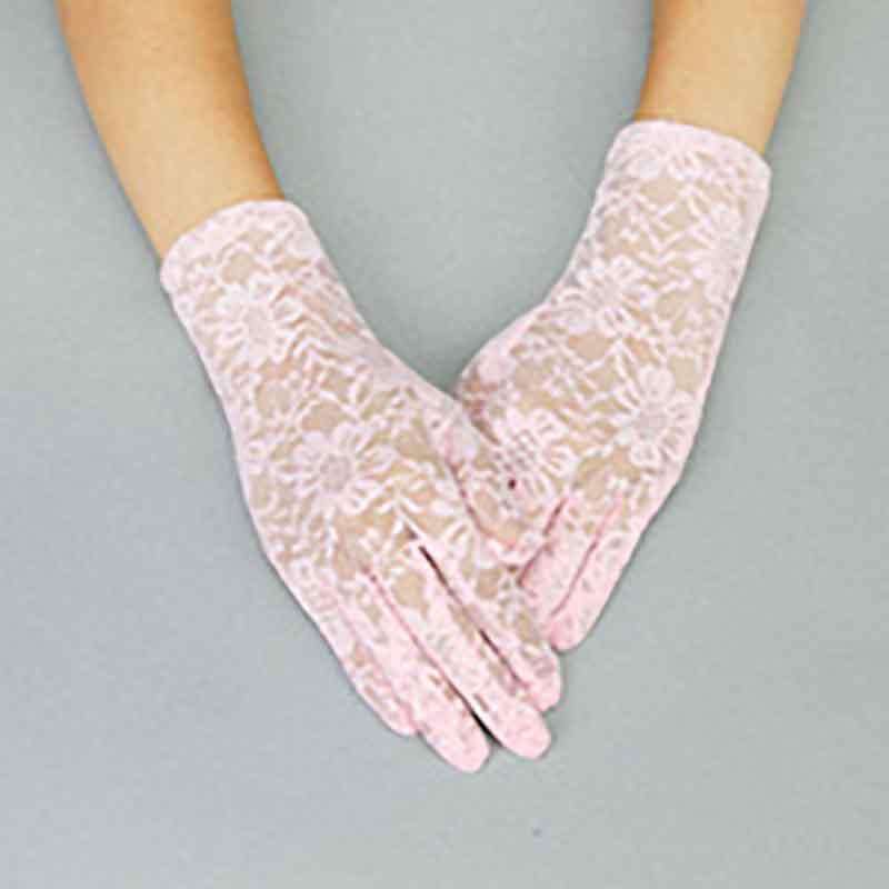 Flower Pattern Lace Gloves Gloves Something Special LA GLV960pk Pink  