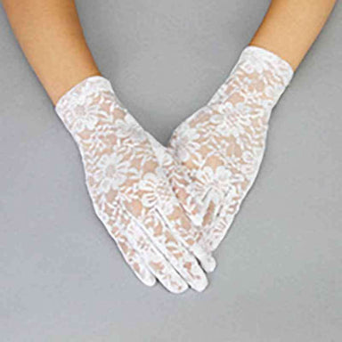 Flower Pattern Lace Gloves Gloves Something Special LA GLV960wh White  